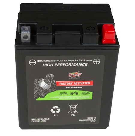 Interstate Batteries 12v 12ah Factory Activated Cycle-tron Plus Agm Powersports Battery (faytx14ahl)