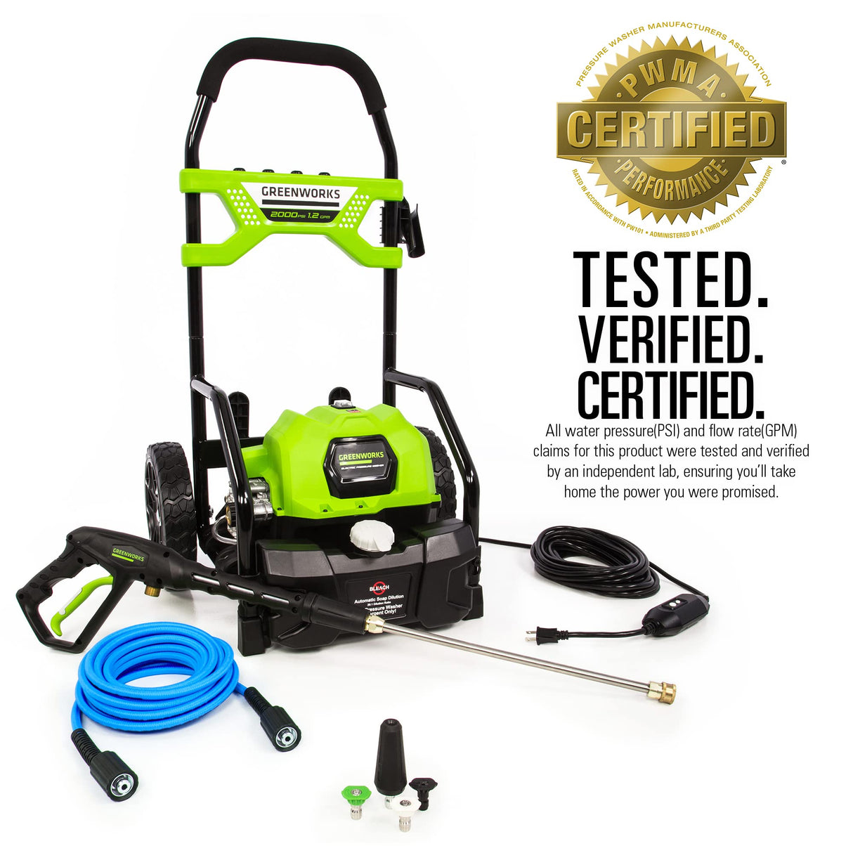 JAXOutdoorGearFarmandRanch 2000 PSI 1.2 GPM Electric Pressure Washer With Surface Cleaner and Foam Cannon