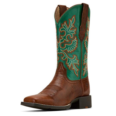 Ariat International Round Up Wide Square Toe Stretchfit Western Boot Arizona brown