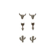 Blazin Roxx Antique Western Earring Set - Longhorn, Arrow, Cactus