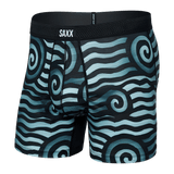 Saxx Men's Droptemp Cooling Mesh Boxer Brief Fly Rip Tide Stripe/Navy Blue
