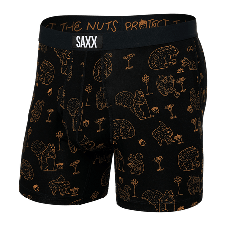Saxx Men's Ultra Super Soft Boxer Brief Fly Protect the Nuts - Black