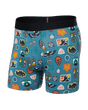 Saxx Men's Droptemp Cooling Cotton Boxer Brief Fly Outside Is In/Hydro Blue