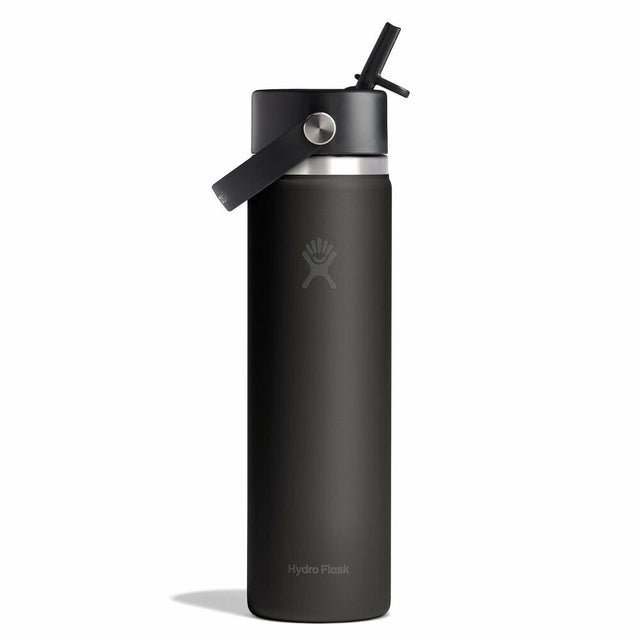 Hydro Flask Wide Flex Straw Cap Bottle, Black/24oz Black