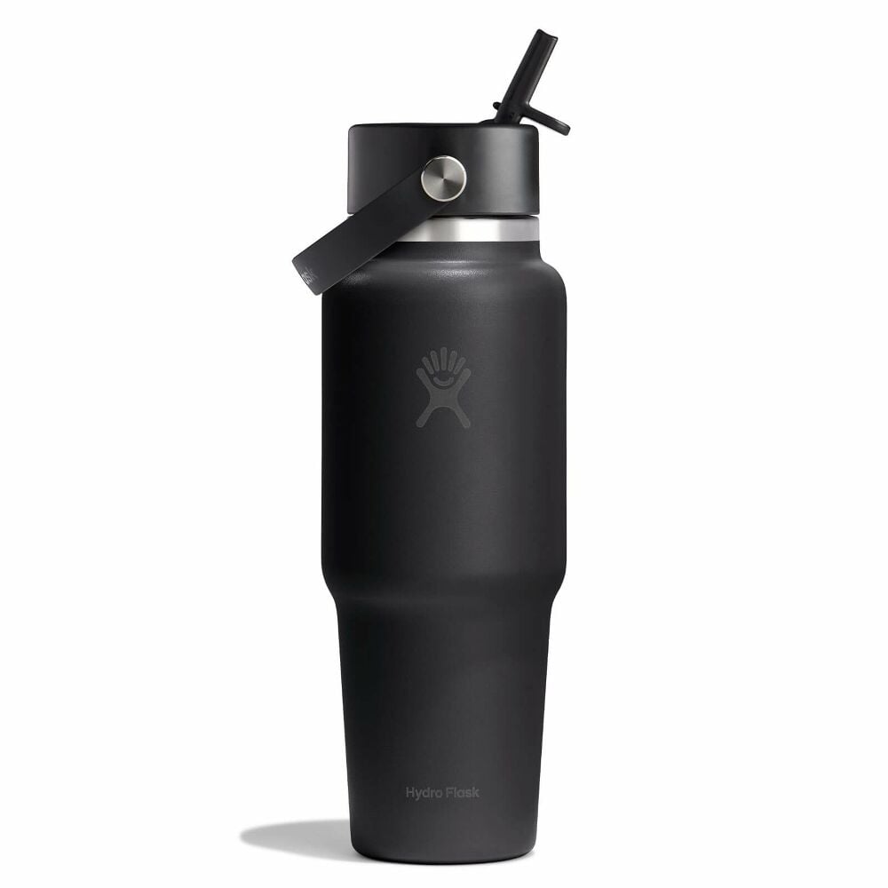 Hydro Flask Wide Flex Straw Travel Bottle, Black/32oz Black