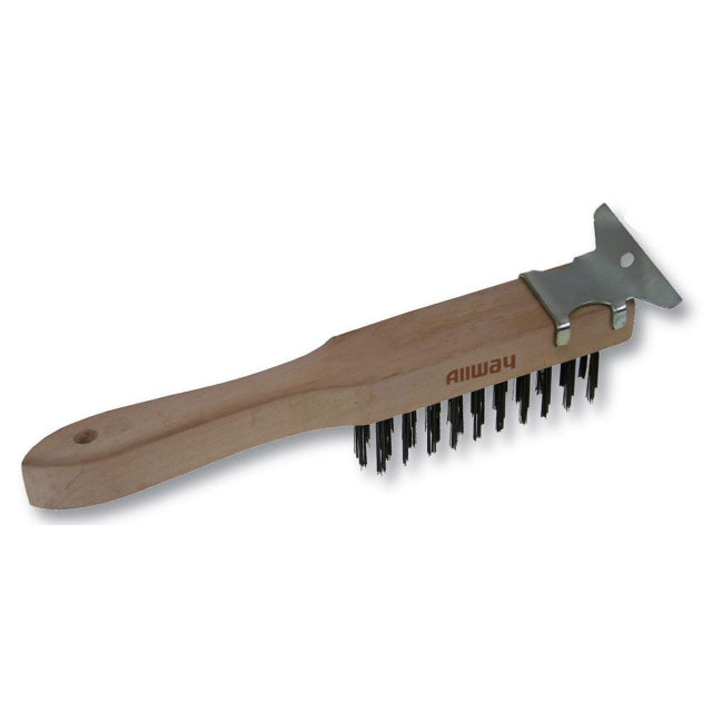 Allway Tools Wood Handle Wire Brush - 4X11, Labelled