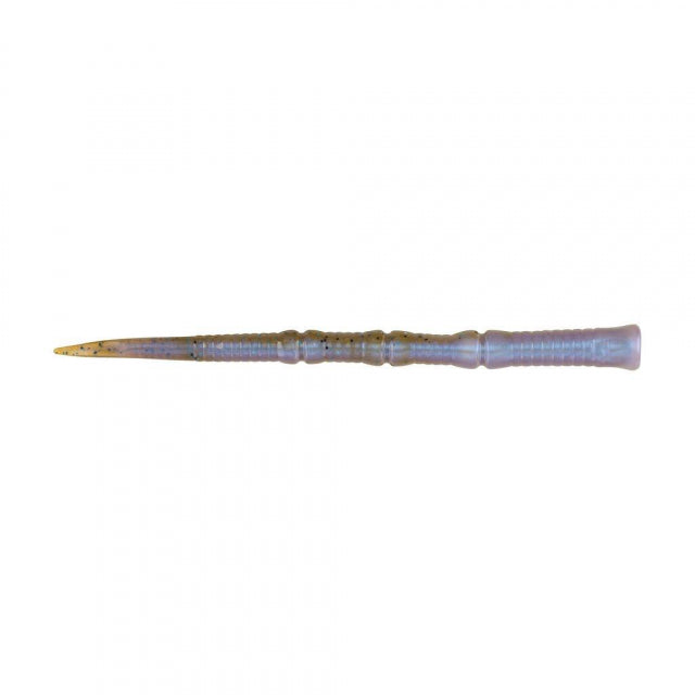 Berkley PowerBait Flute Worm | 4.7in | 12cm | Model #PBFW4.7-IGPB IKE's Green Pumpkin Blue Flash