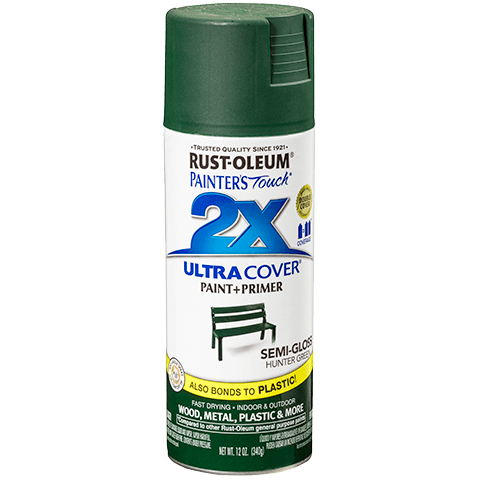 RUST-OLEUM 12 OZ Painter's Touch 2X Ultra Cover Semi-Gloss Spray Paint - Semi-Gloss Hunter Green HTRGRN