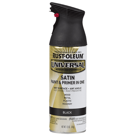 RUST-OLEUM 12 OZ Universal Satin Spray Paint - Black SATIN_BLACK