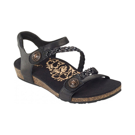 AETREX Women's Jillian Braided Quarter Strap Sandal Black /  / M