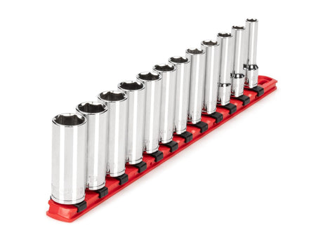 Tekton 3/8 Inch Drive Deep 6-Point Socket Set, 12-Piece (8-19 mm)